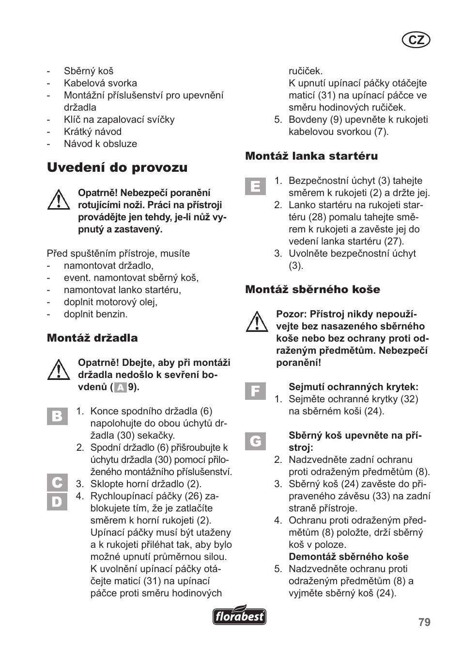 Uvedení do provozu | Florabest FBM 135 A1 User Manual | Page 79 / 132