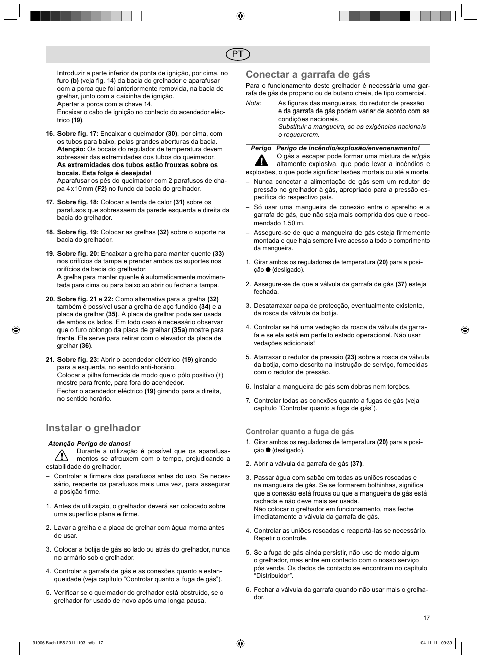 Instalar o grelhador, Conectar a garrafa de gás | Florabest FGG 6.7 B2 User Manual | Page 17 / 42
