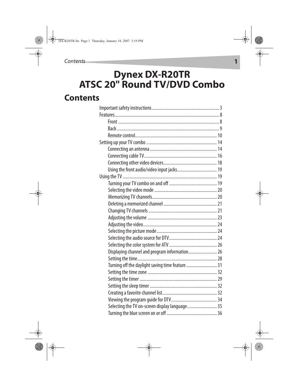 Dynex DX-R20TR User Manual | Page 2 / 67