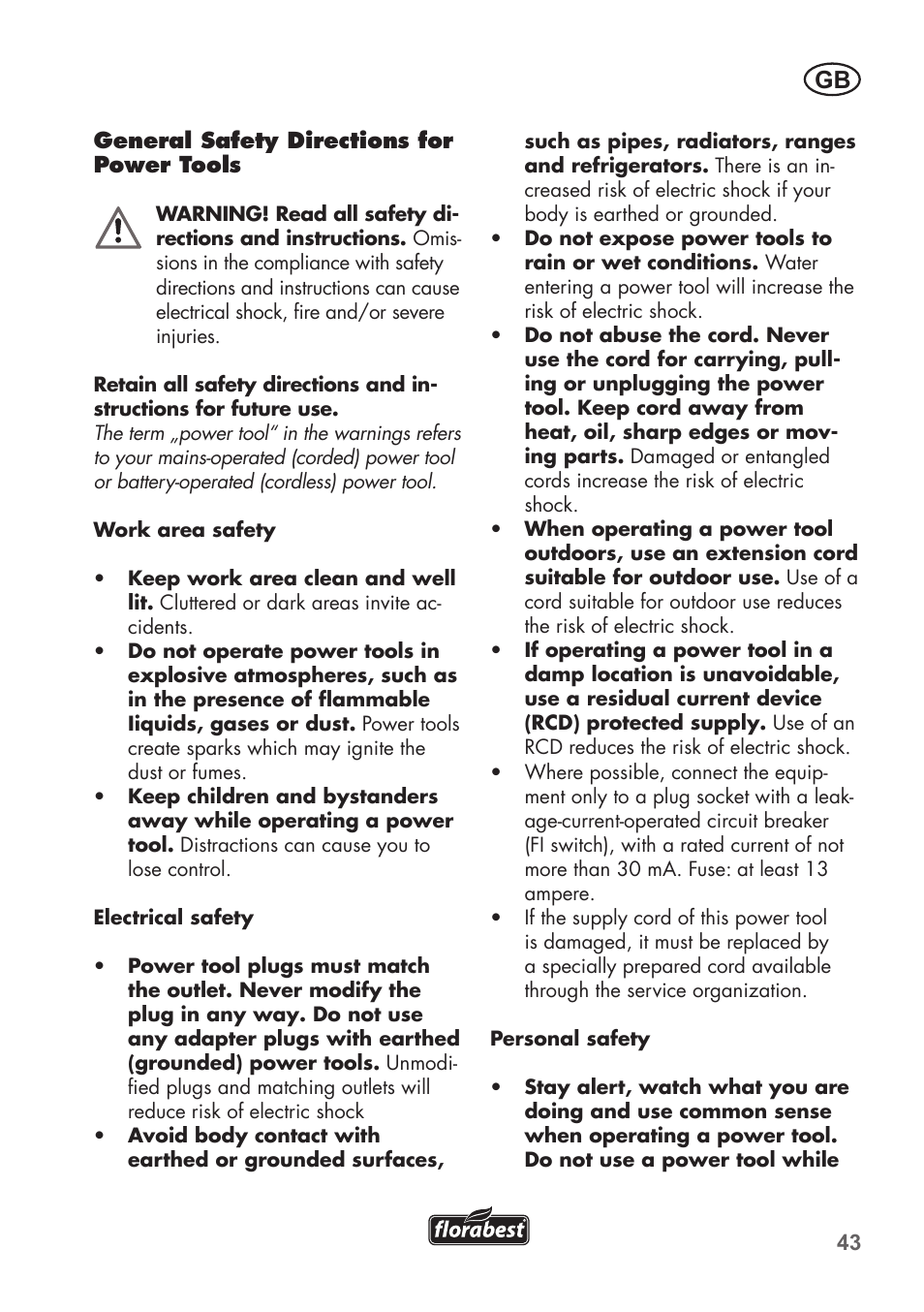 Florabest FHT 600 B2 User Manual | Page 43 / 54