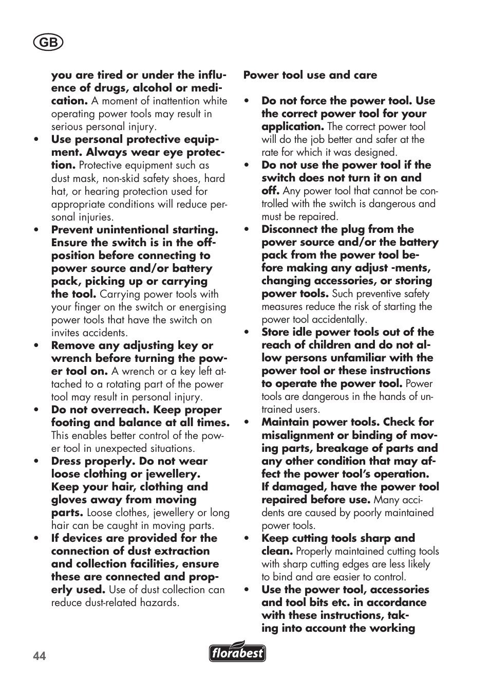 Florabest FHT 600 B2 User Manual | Page 44 / 54