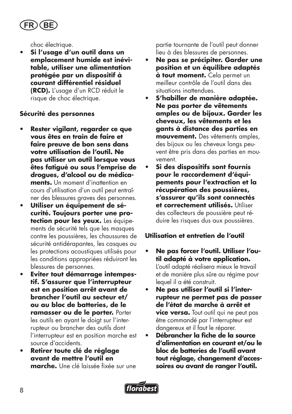 Fr be | Florabest FHT 600 B2 User Manual | Page 8 / 54