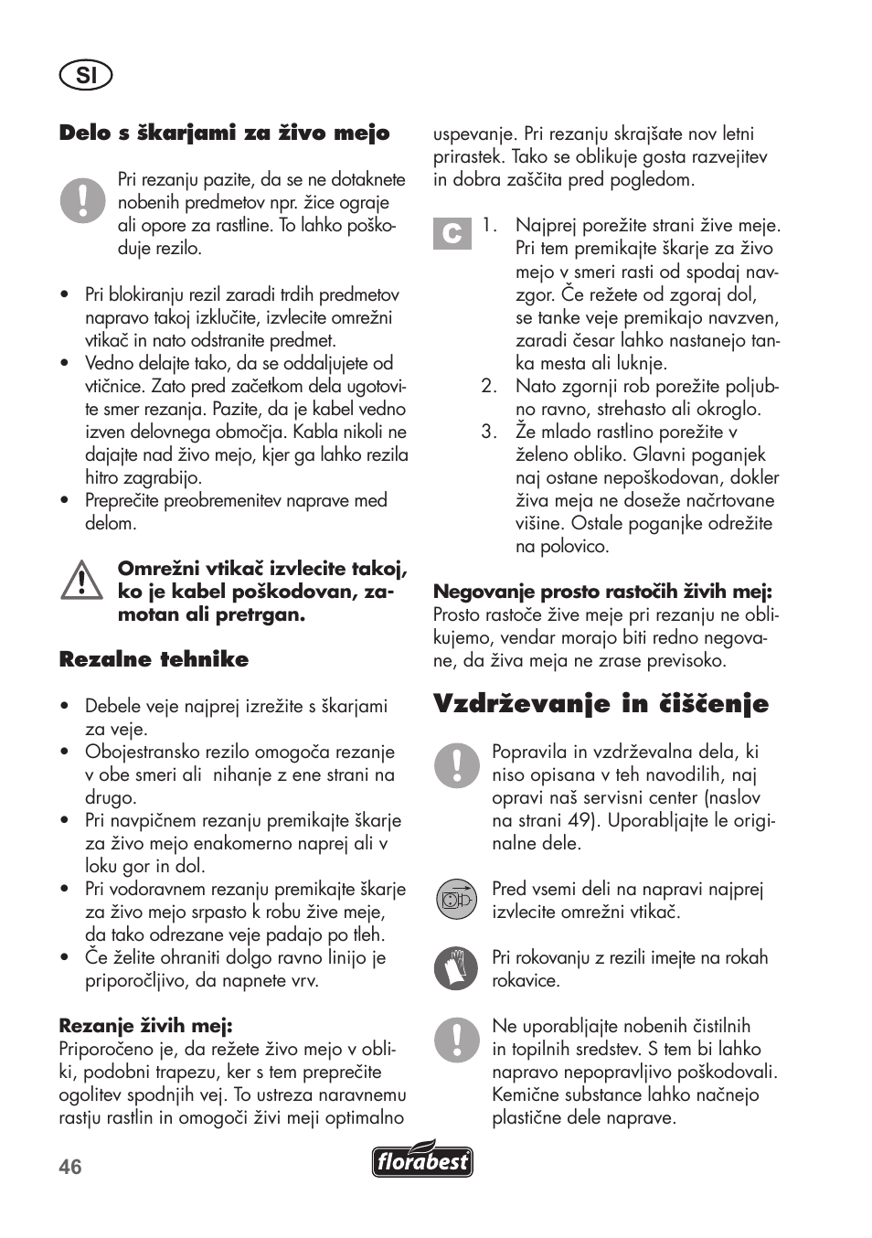 Vzdrževanje in čiščenje | Florabest FHT 600 B2 User Manual | Page 46 / 90