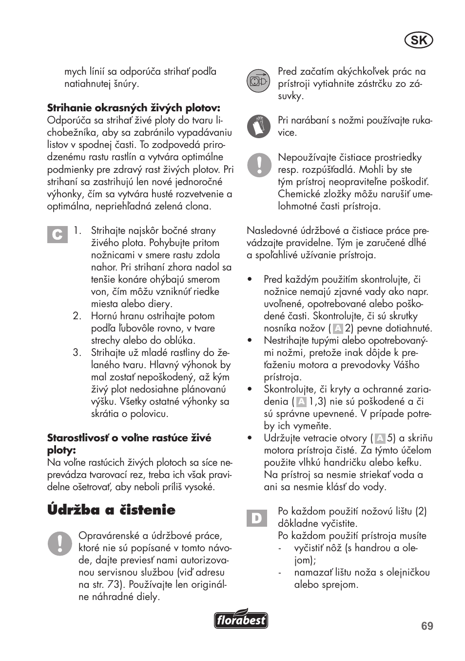Údržba a čistenie | Florabest FHT 600 B2 User Manual | Page 69 / 90