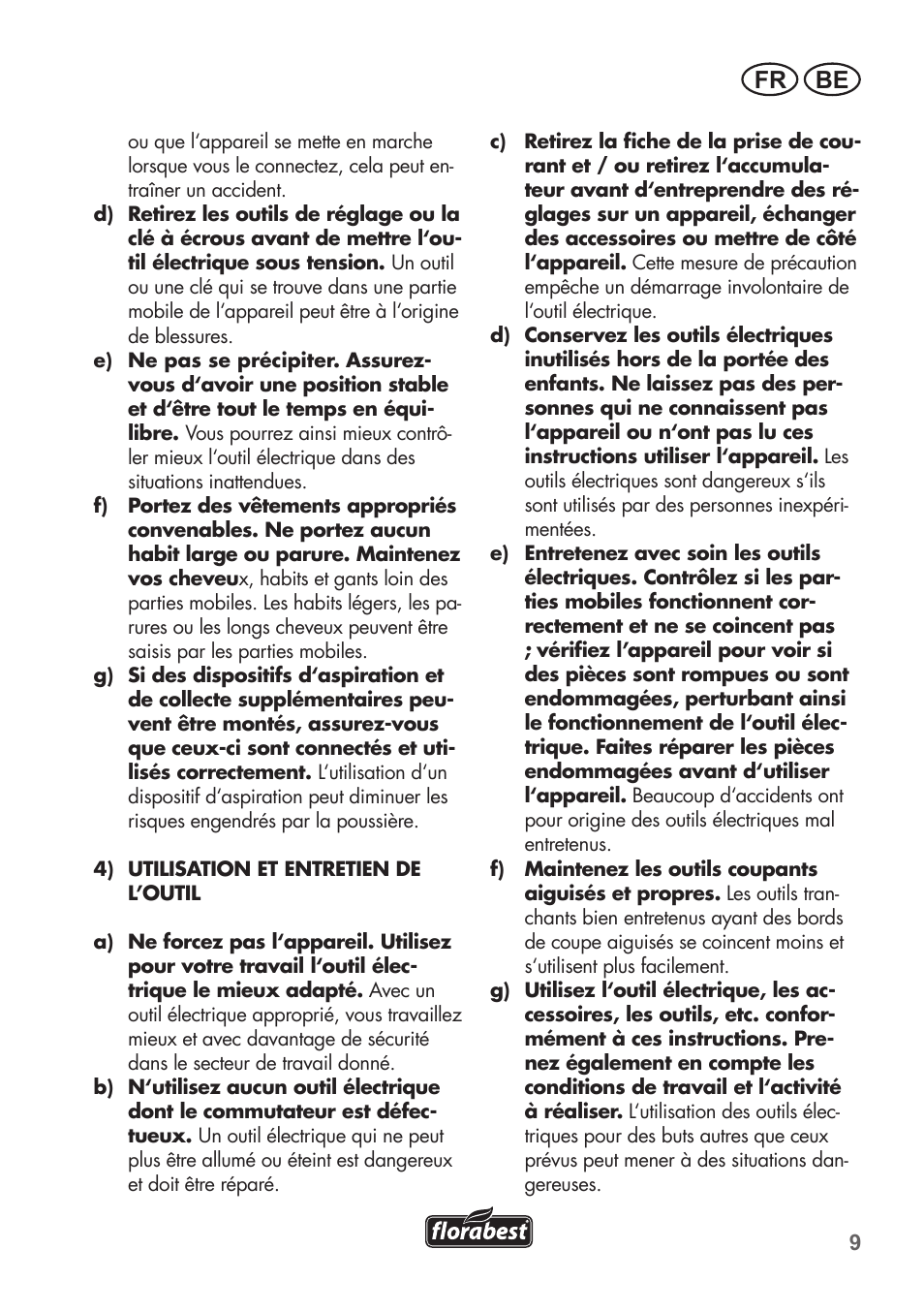 Fr be | Florabest FAH 18 B2 User Manual | Page 9 / 74