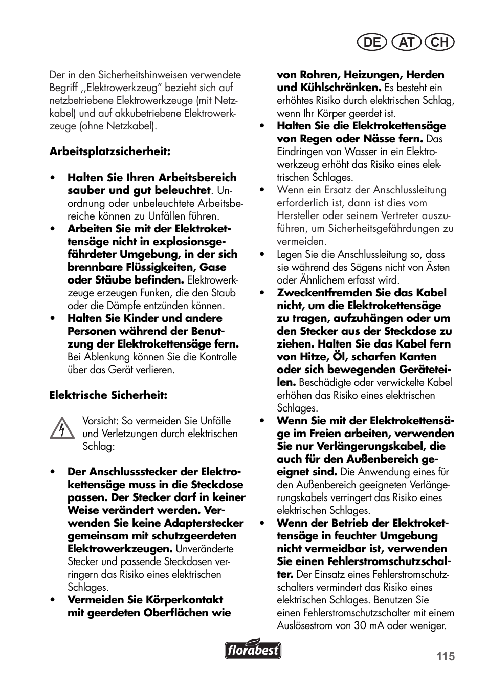 At ch de | Florabest FKS 2200 B1 User Manual | Page 115 / 140