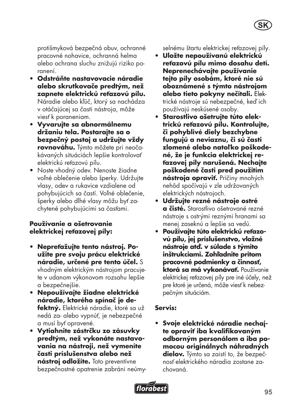 Florabest FKS 2200 B1 User Manual | Page 95 / 140
