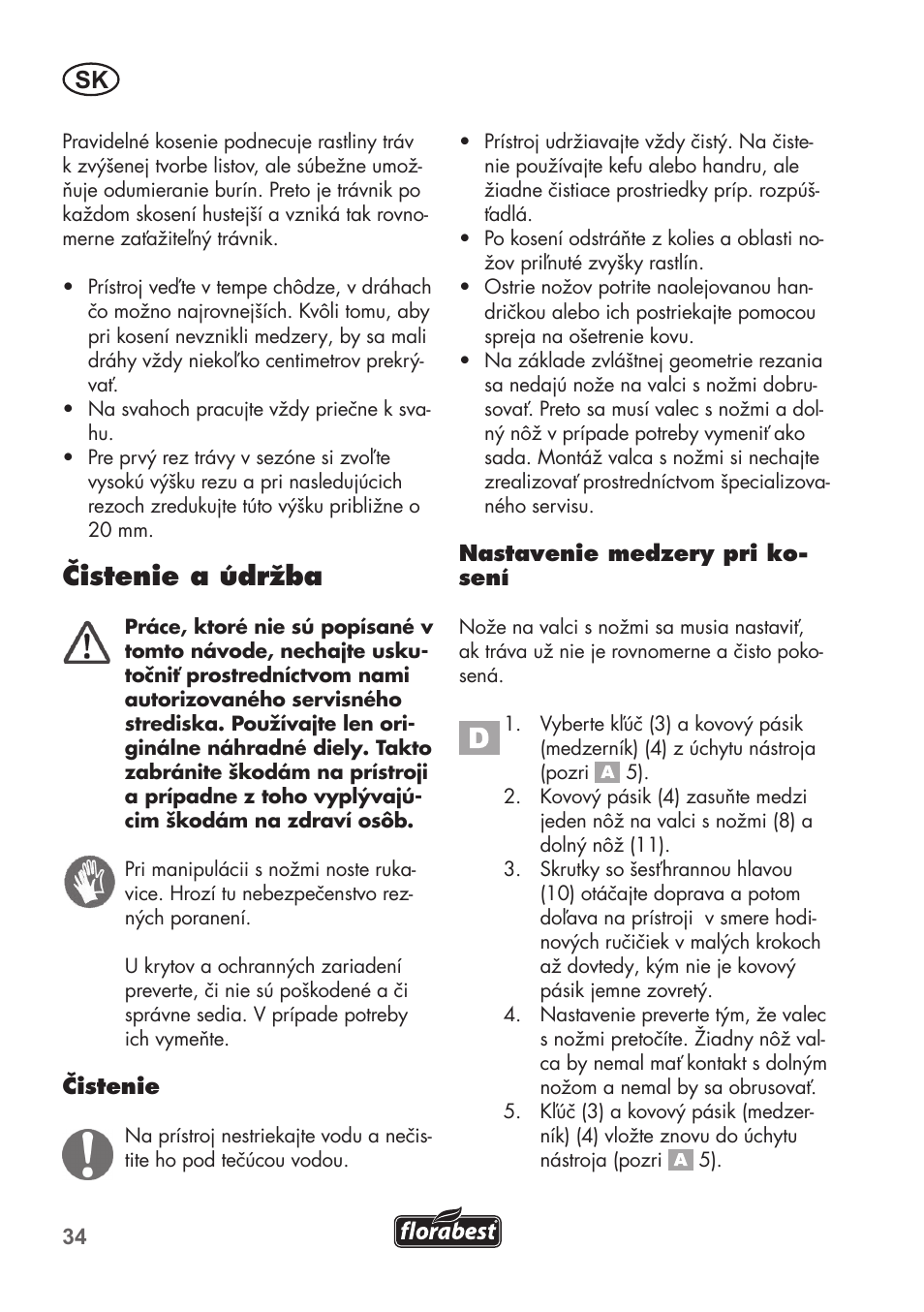 Čistenie a údržba | Florabest FHM 38 A1 User Manual | Page 34 / 46