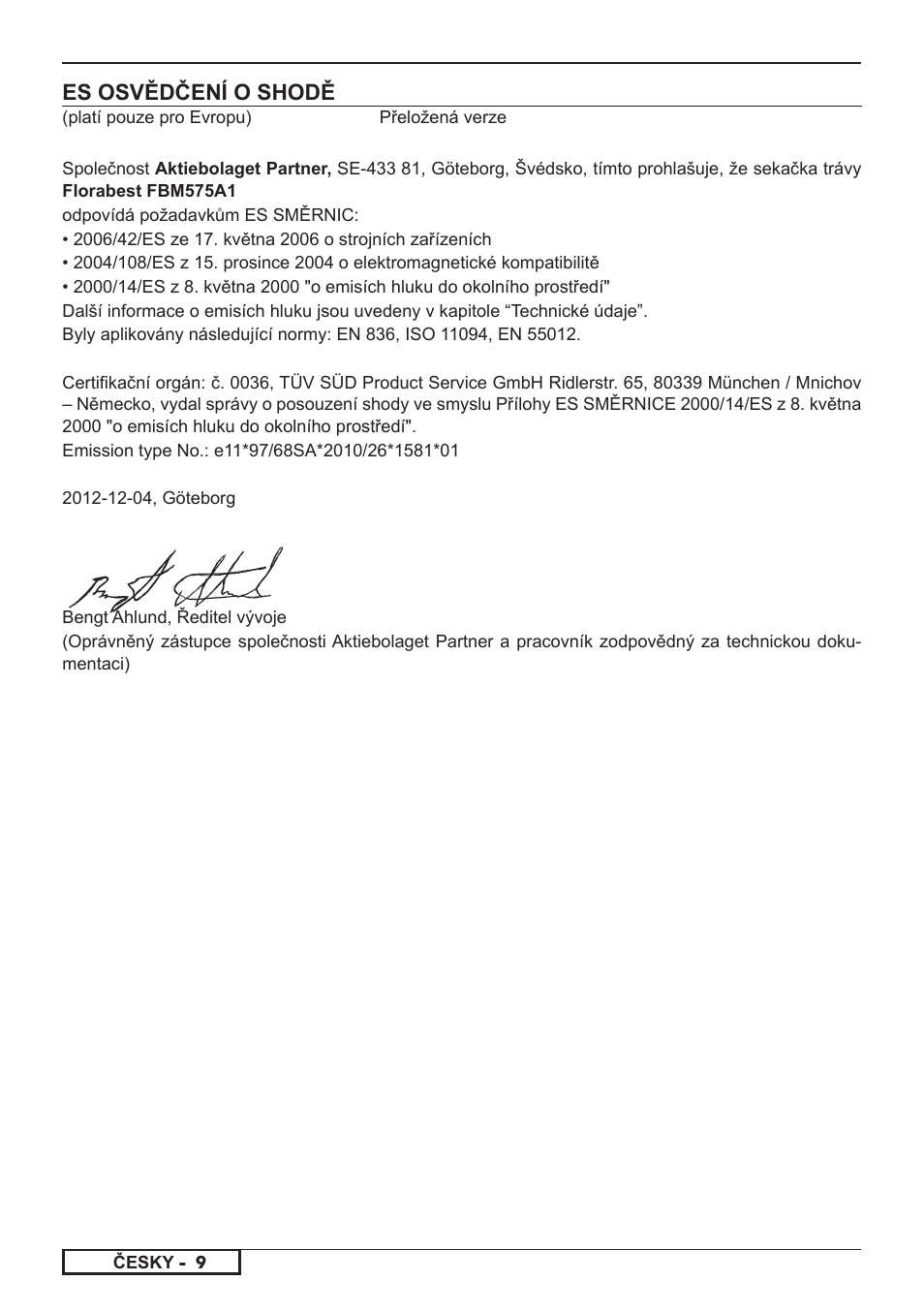 Es osvědčení o shodě | Florabest FBM 575 A1 User Manual | Page 20 / 48