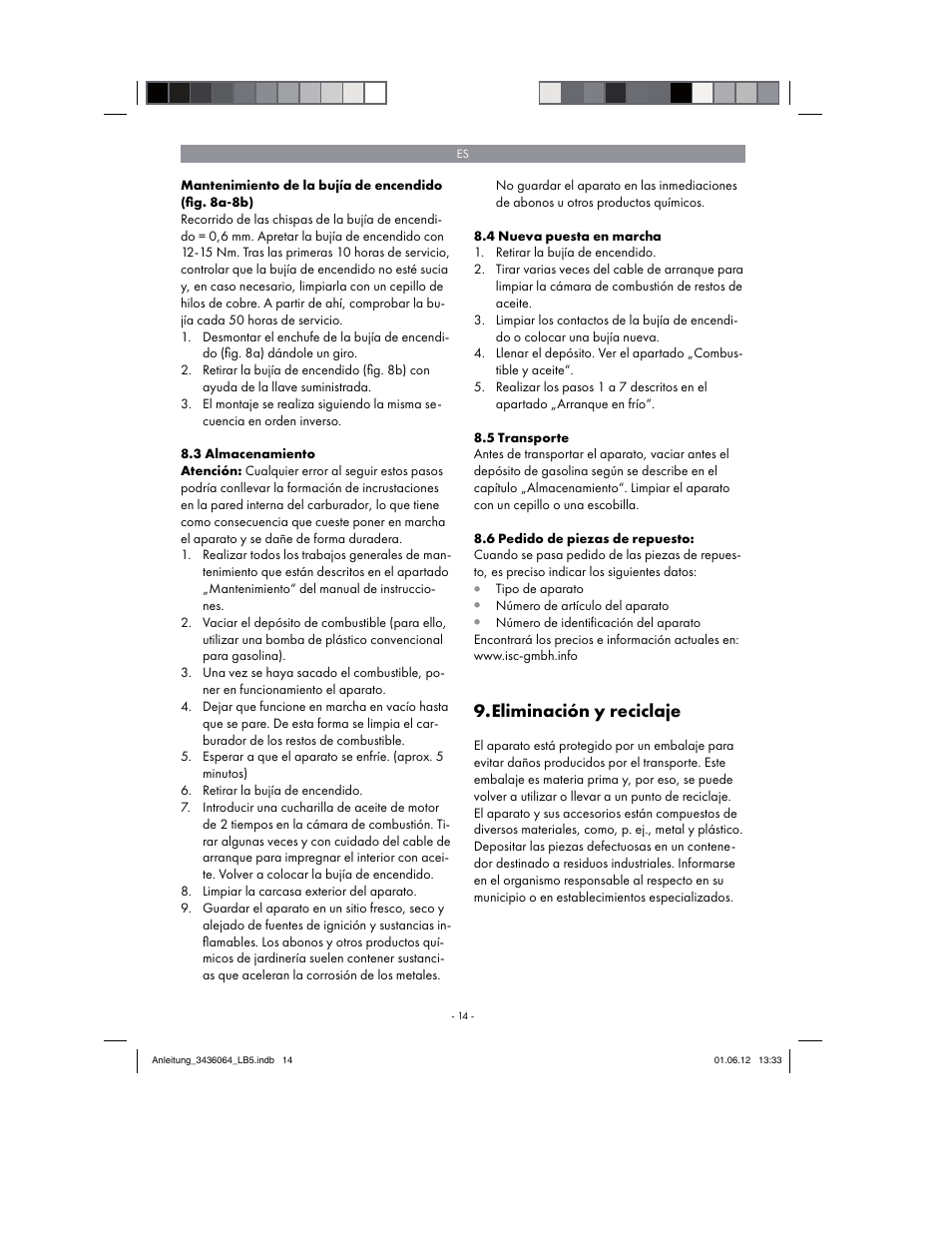 Eliminación y reciclaje | Florabest FBLB 33 A1 User Manual | Page 14 / 62