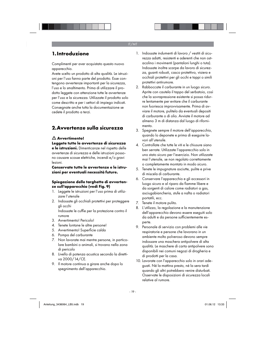 Introduzione, Avvertenze sulla sicurezza | Florabest FBLB 33 A1 User Manual | Page 19 / 62