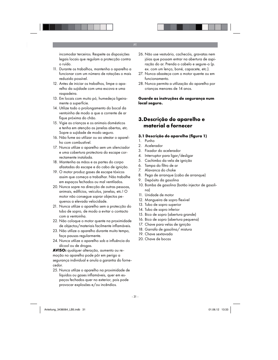 Descrição do aparelho e material a fornecer | Florabest FBLB 33 A1 User Manual | Page 31 / 62