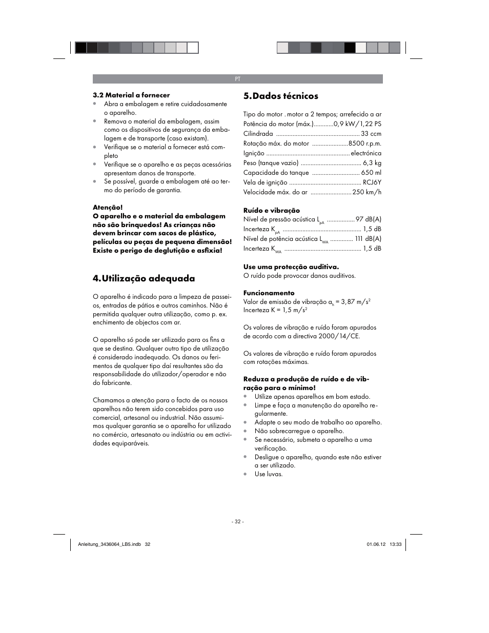 Utilização adequada, Dados técnicos | Florabest FBLB 33 A1 User Manual | Page 32 / 62