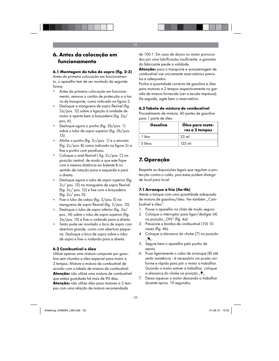 Antes da colocação em funcionamento, Operação | Florabest FBLB 33 A1 User Manual | Page 33 / 62