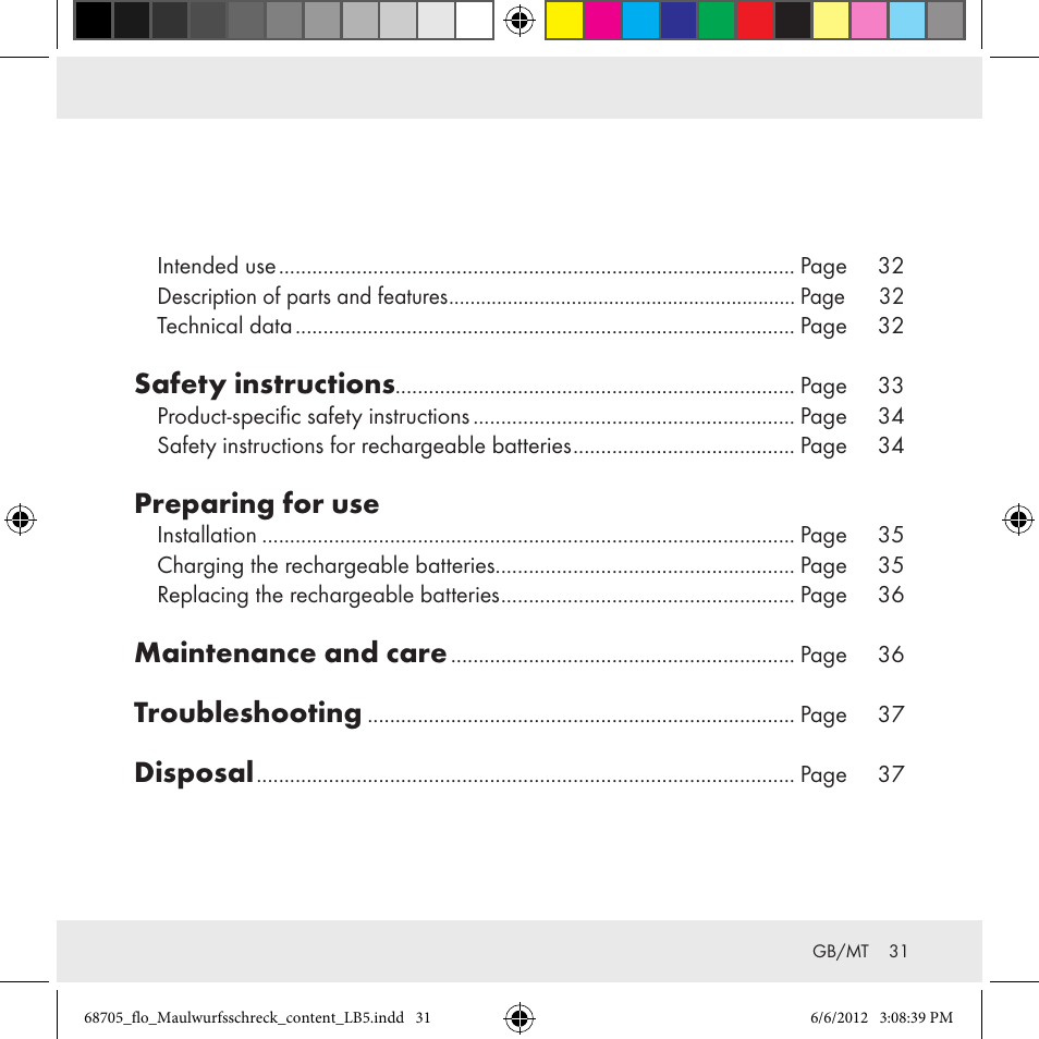 Safety instructions, Preparing for use, Maintenance and care | Troubleshooting, Disposal | Florabest Z31049 User Manual | Page 31 / 47
