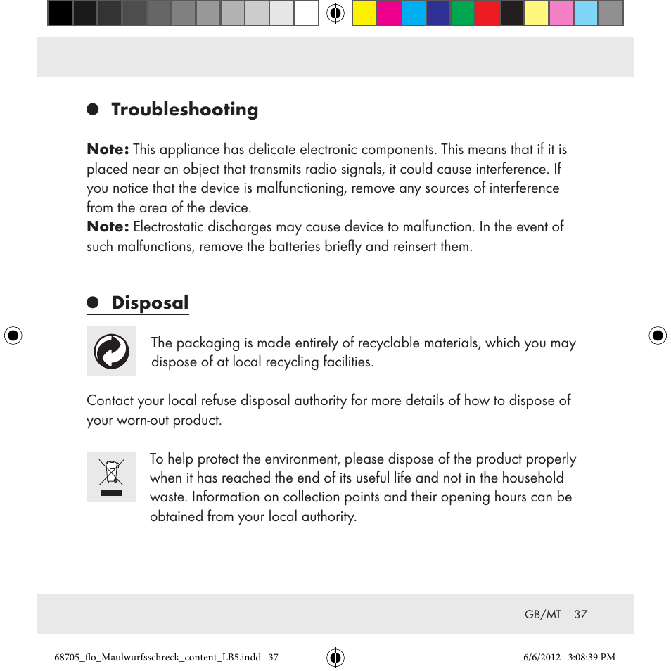 Troubleshooting, Disposal | Florabest Z31049 User Manual | Page 37 / 47