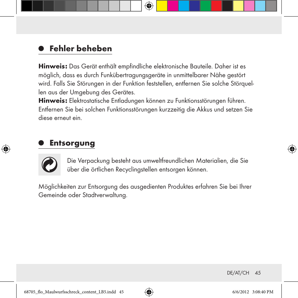 Fehler beheben, Entsorgung | Florabest Z31049 User Manual | Page 45 / 47