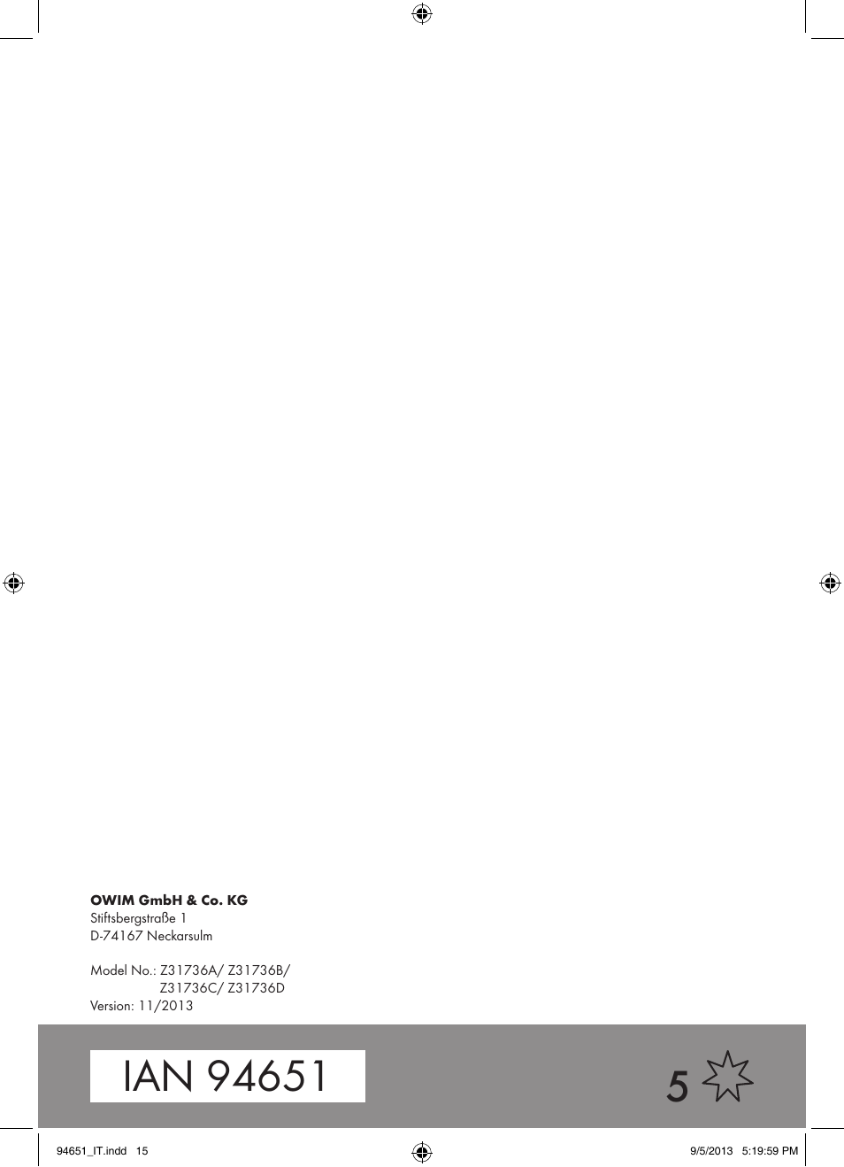Florabest Z31736 User Manual | Page 15 / 15