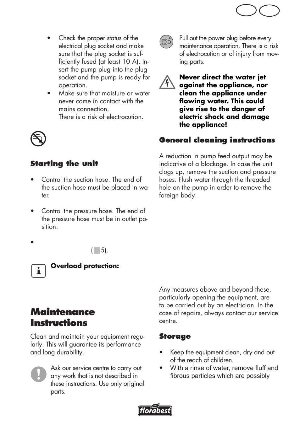 Maintenance instructions, Mt gb | Florabest FGPS 1100 B2 User Manual | Page 19 / 40