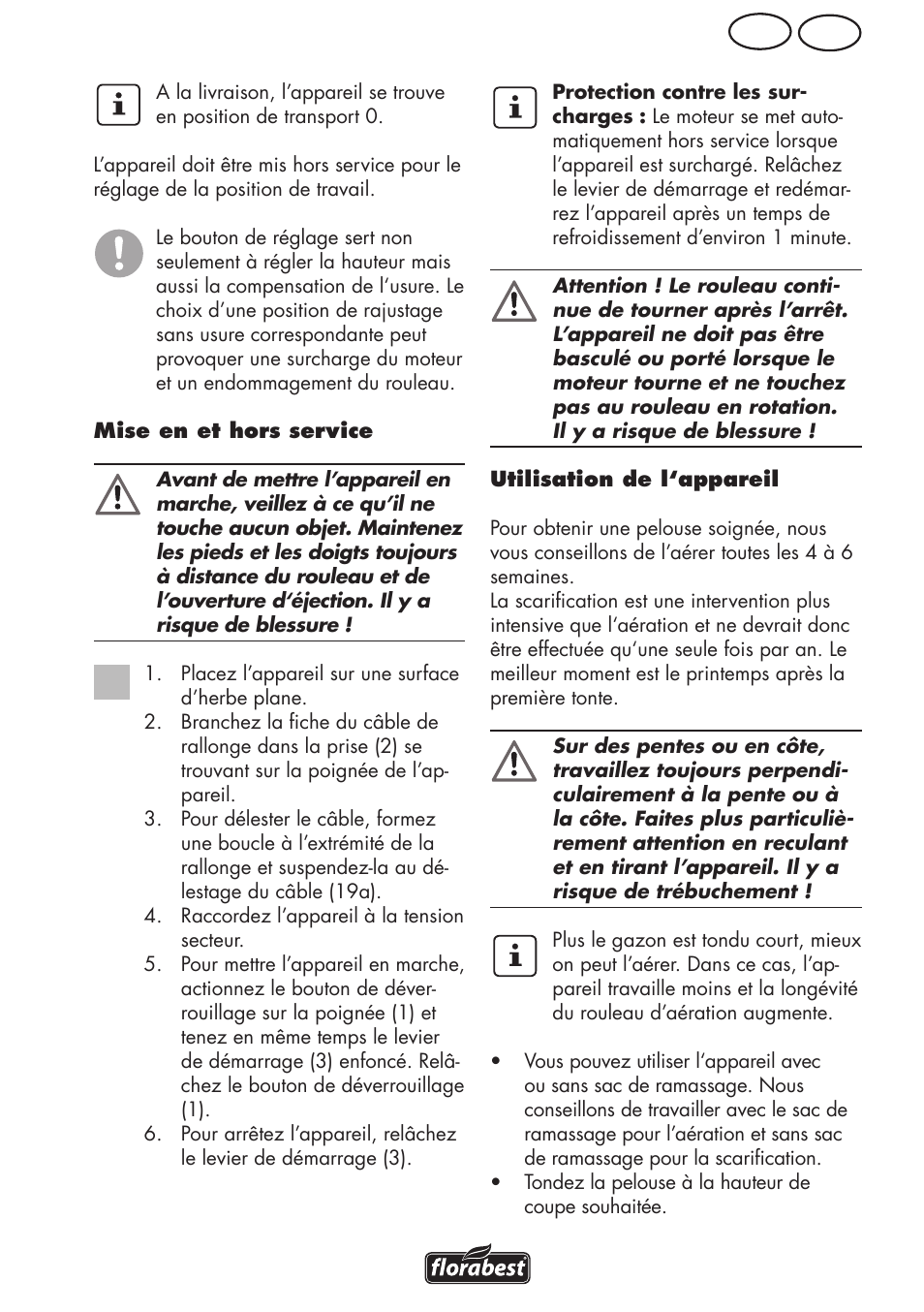 Be fr | Florabest FLV 1200 A1 User Manual | Page 25 / 64