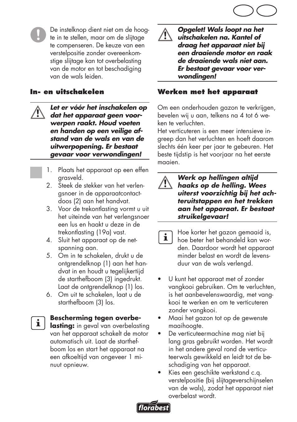 Be nl | Florabest FLV 1200 A1 User Manual | Page 39 / 64