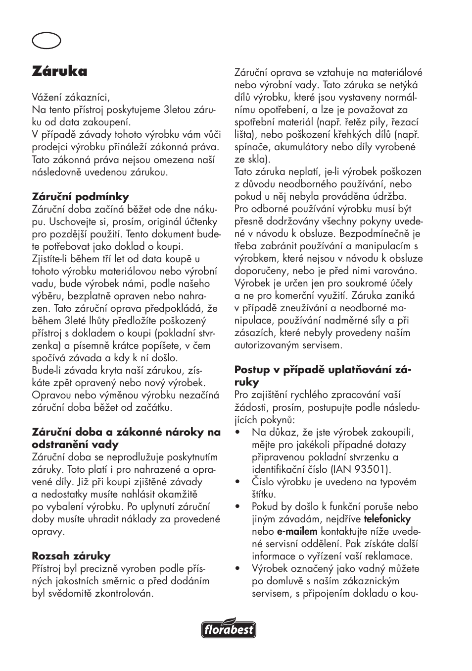 Záruka | Florabest FHE 710 A1 User Manual | Page 84 / 132