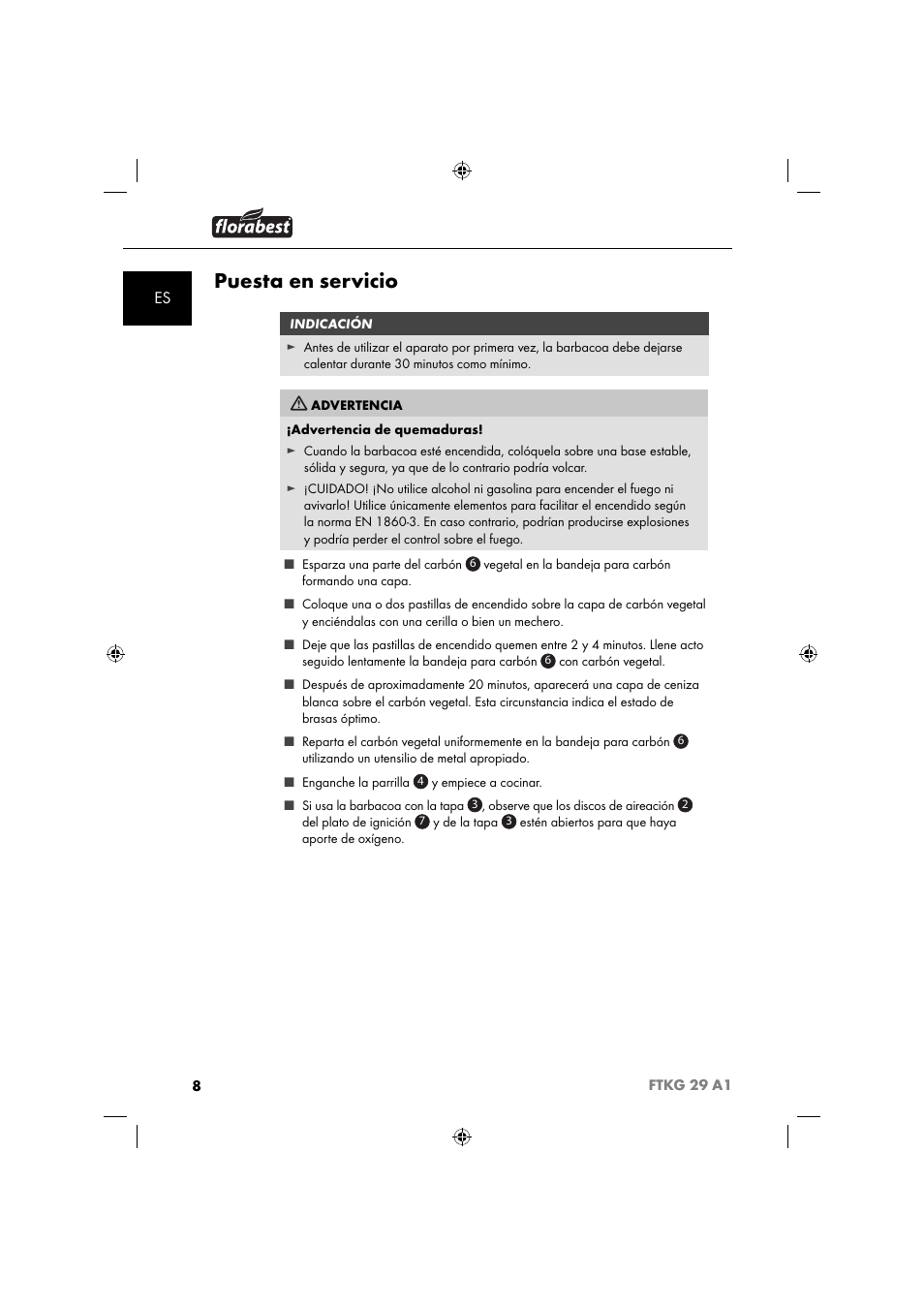 Puesta en servicio | Florabest FTKG 29 A1 User Manual | Page 11 / 51