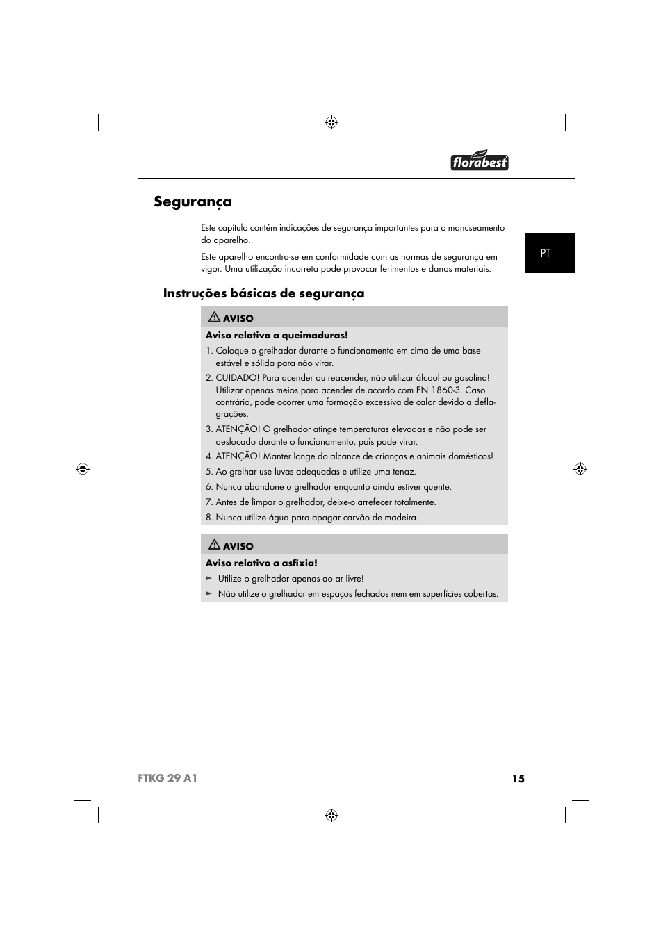 Segurança, Instruções básicas de segurança | Florabest FTKG 29 A1 User Manual | Page 18 / 51
