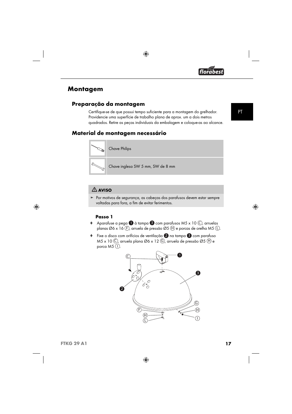 Montagem, Preparação da montagem, Material de montagem necessário | Florabest FTKG 29 A1 User Manual | Page 20 / 51