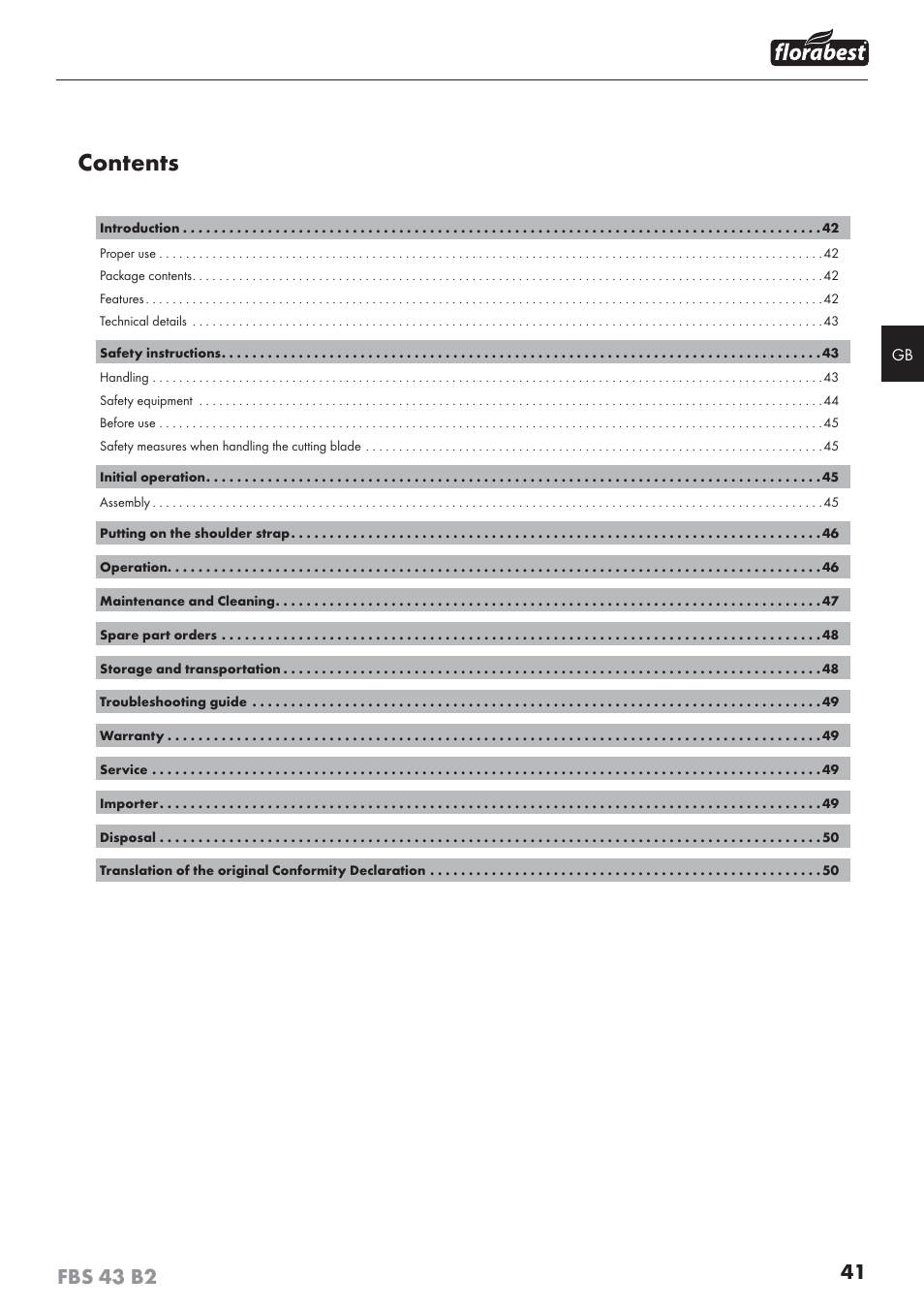 Florabest FBS 43 B2 User Manual | Page 46 / 56