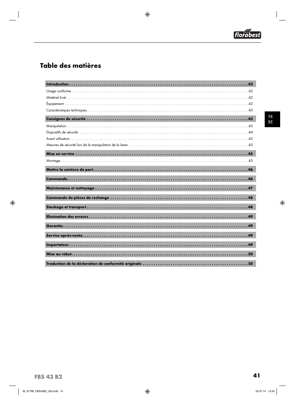 Florabest FBS 43 B2 User Manual | Page 46 / 76