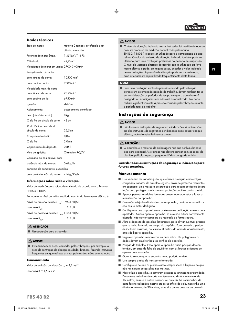 Instruções de segurança | Florabest FBS 43 B2 User Manual | Page 28 / 56