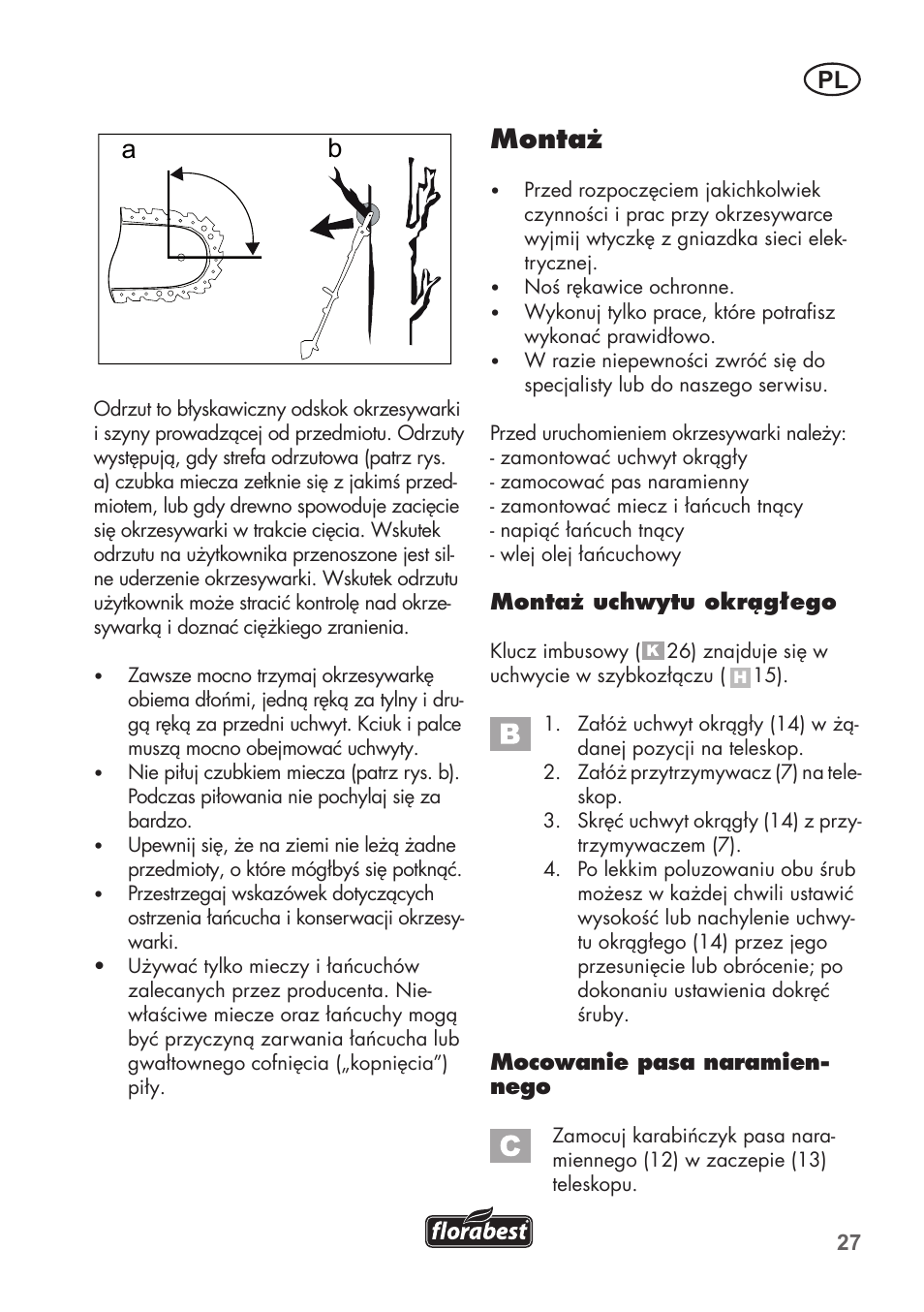 Ba bild 1, Montaż | Florabest FHE 550 B2 User Manual | Page 27 / 108