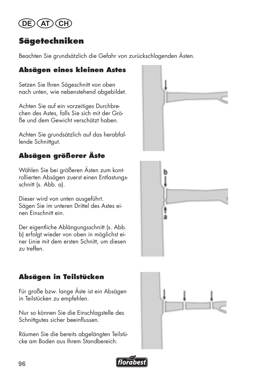 Sägetechniken, De at ch | Florabest FHE 550 B2 User Manual | Page 96 / 108