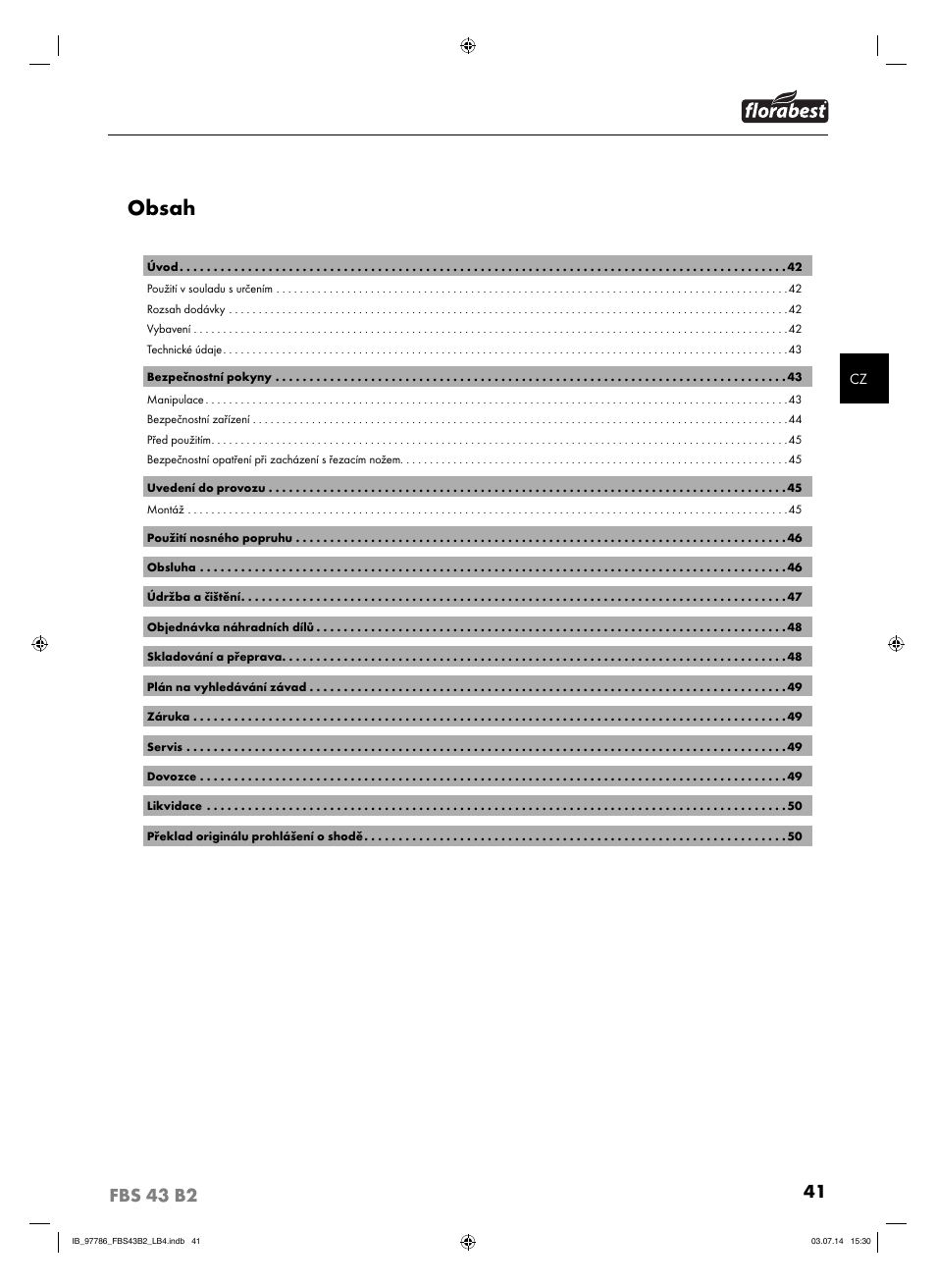 Florabest FBS 43 B2 User Manual | Page 46 / 76
