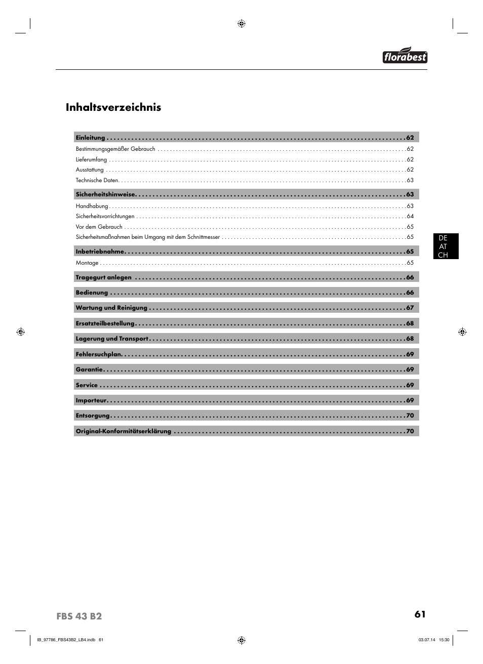 Florabest FBS 43 B2 User Manual | Page 66 / 76