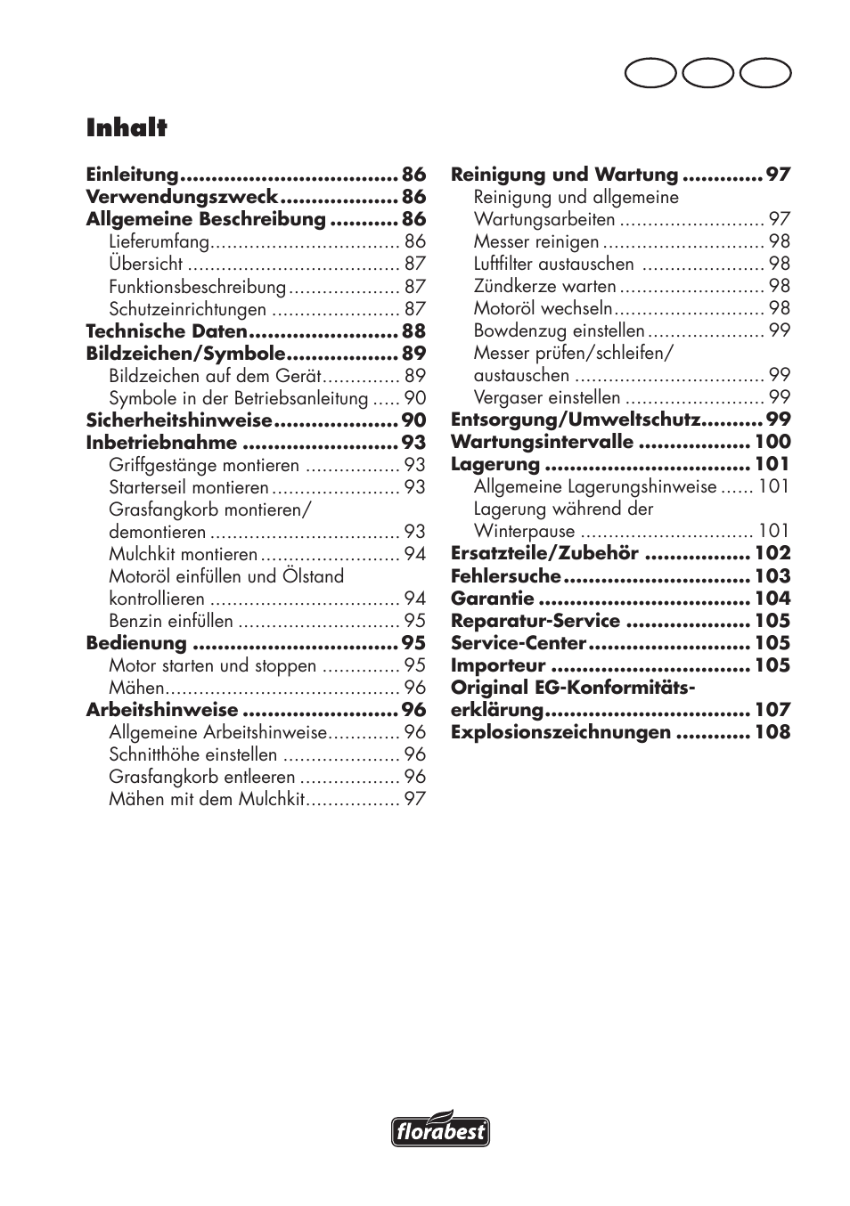 Inhalt, De at ch | Florabest FBM 575 B1 User Manual | Page 85 / 112