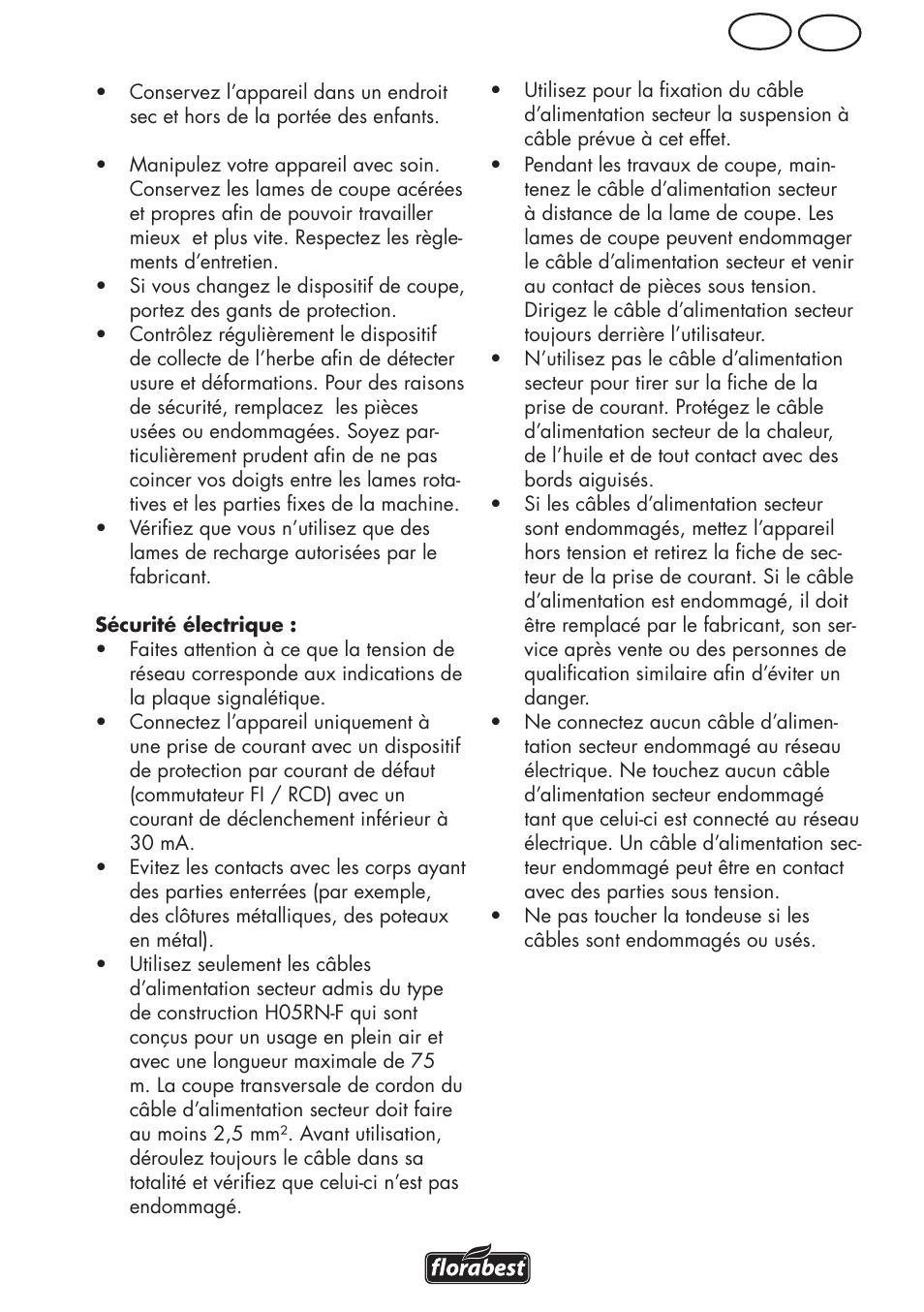Be fr | Florabest FRM 1800 A1 User Manual | Page 23 / 60