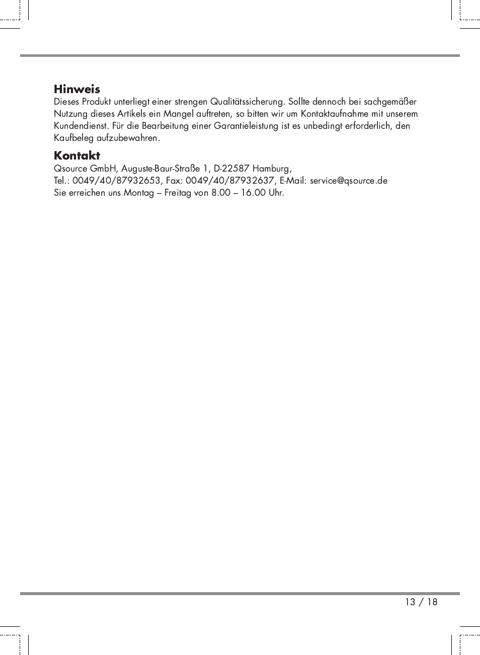 Hinweis, Kontakt | Florabest Kids' Picnic Table User Manual | Page 13 / 18