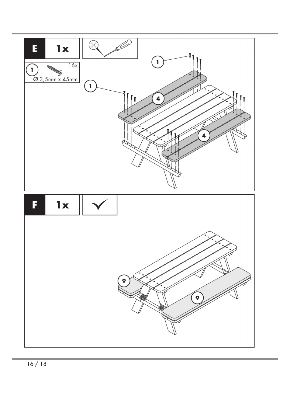 Florabest Kids' Picnic Table User Manual | Page 16 / 18