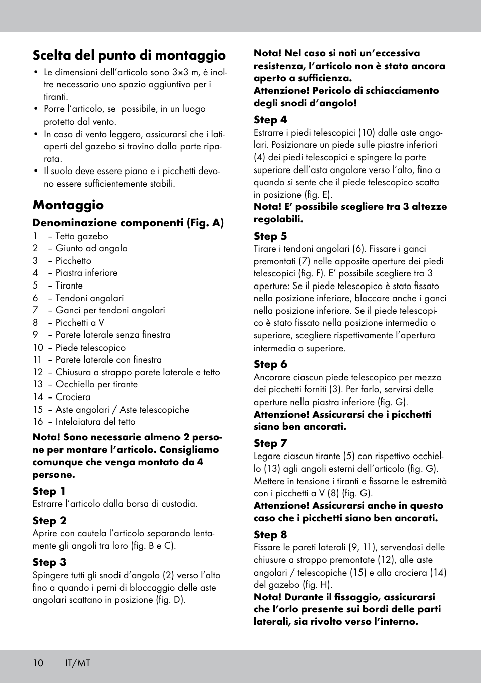 Scelta del punto di montaggio, Montaggio | Florabest PA-1577 User Manual | Page 10 / 24