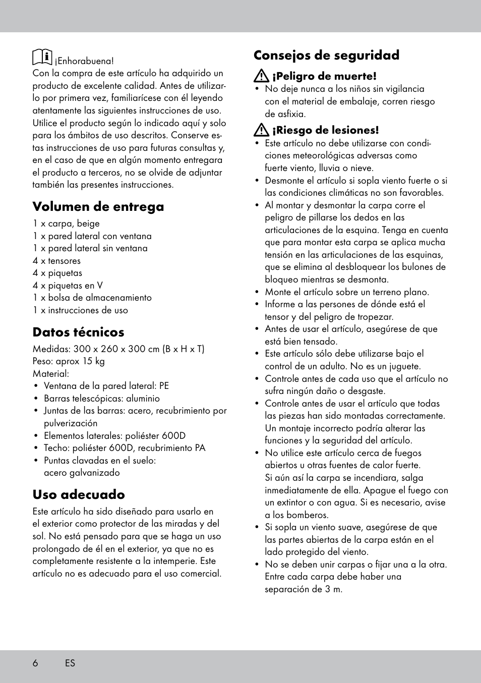 Volumen de entrega, Datos técnicos, Uso adecuado | Consejos de seguridad | Florabest PA-1577 User Manual | Page 6 / 24