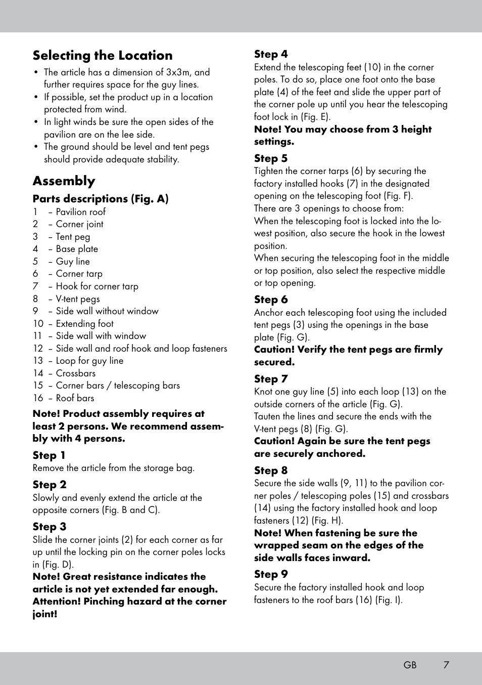 Selecting the location, Assembly | Florabest PA-1577 User Manual | Page 7 / 30