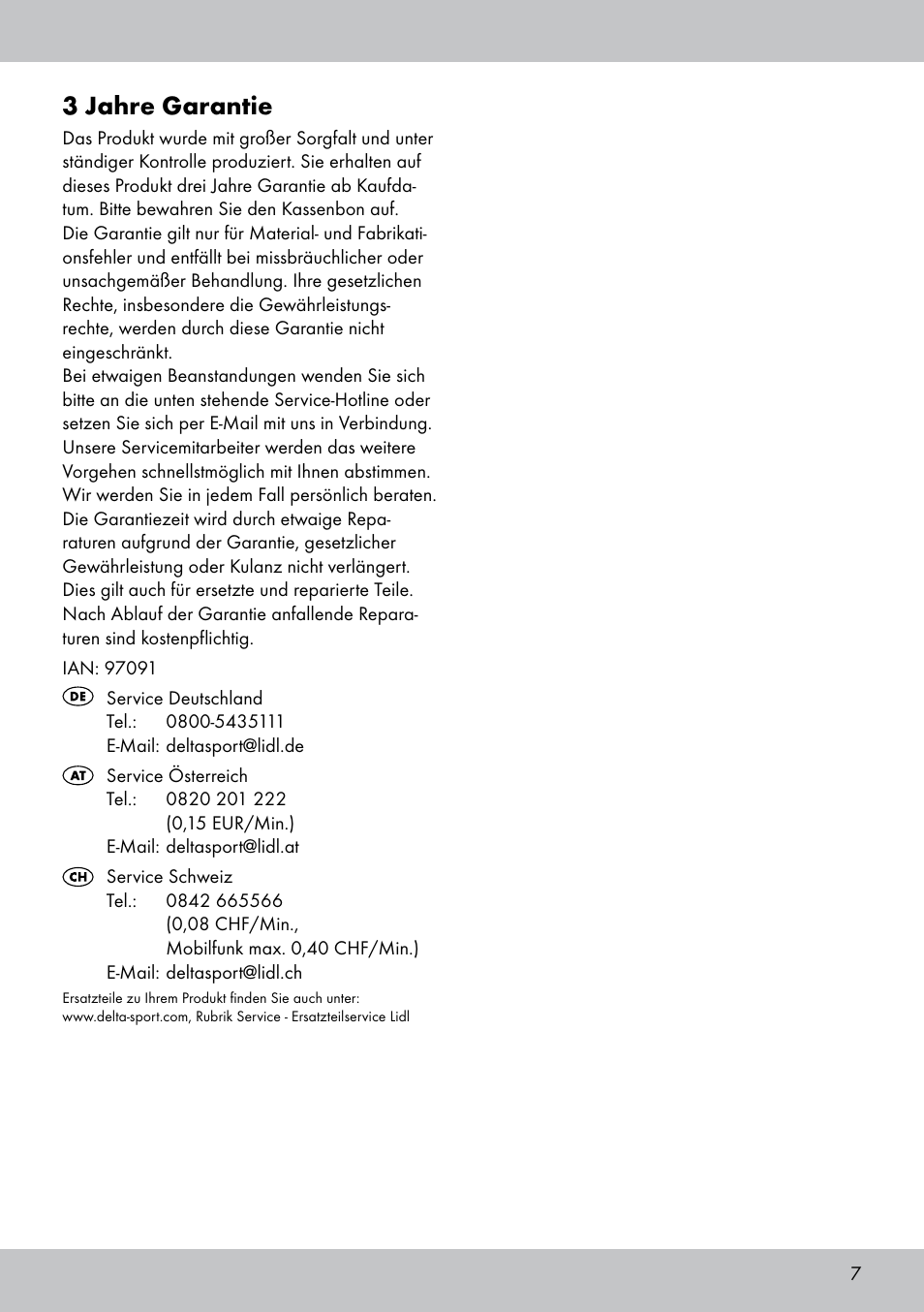 3 jahre garantie | Florabest GP-1718 User Manual | Page 7 / 16