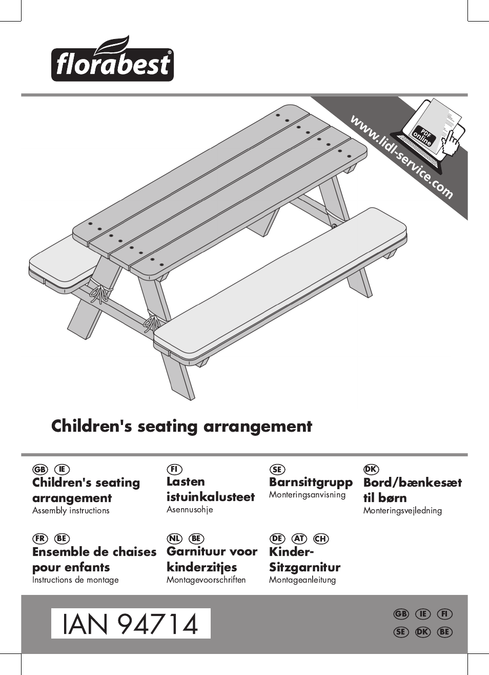 Florabest Kids' Picnic Table User Manual | 24 pages