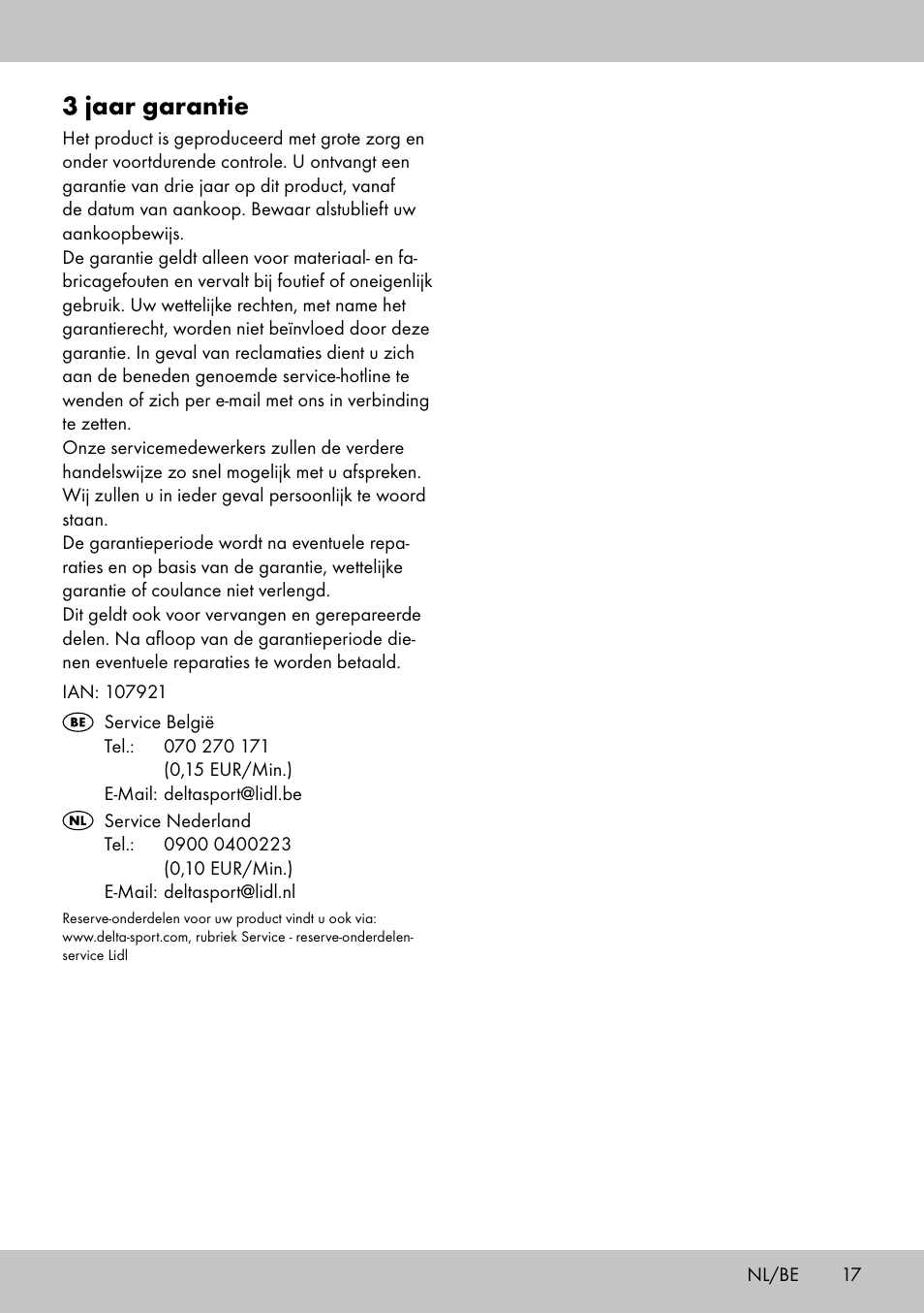 3 jaar garantie | Florabest KT-2070 User Manual | Page 15 / 18
