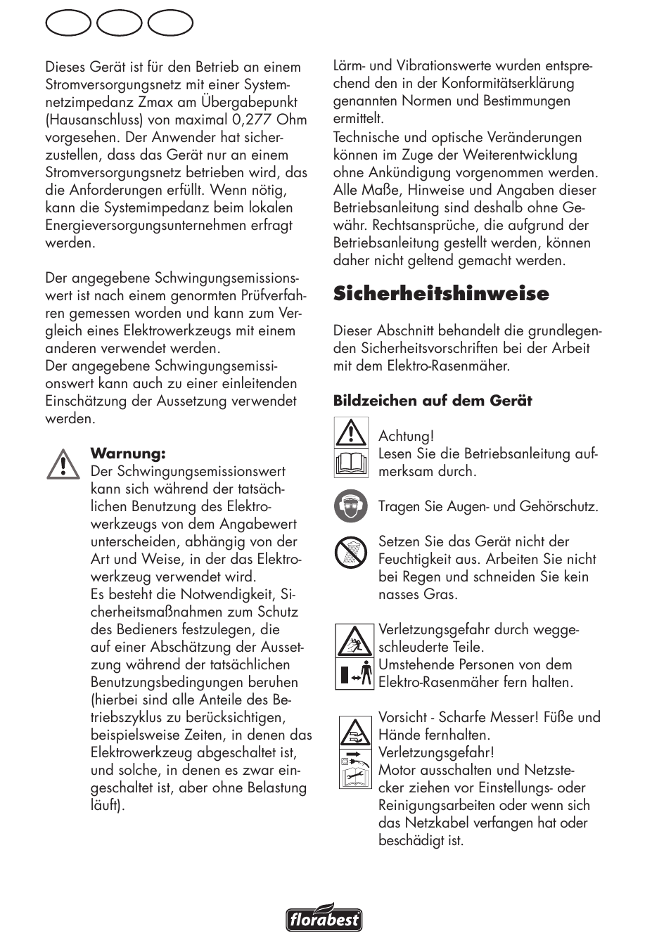 At de ch, Sicherheitshinweise | Florabest FRM 1800 B2 User Manual | Page 46 / 64