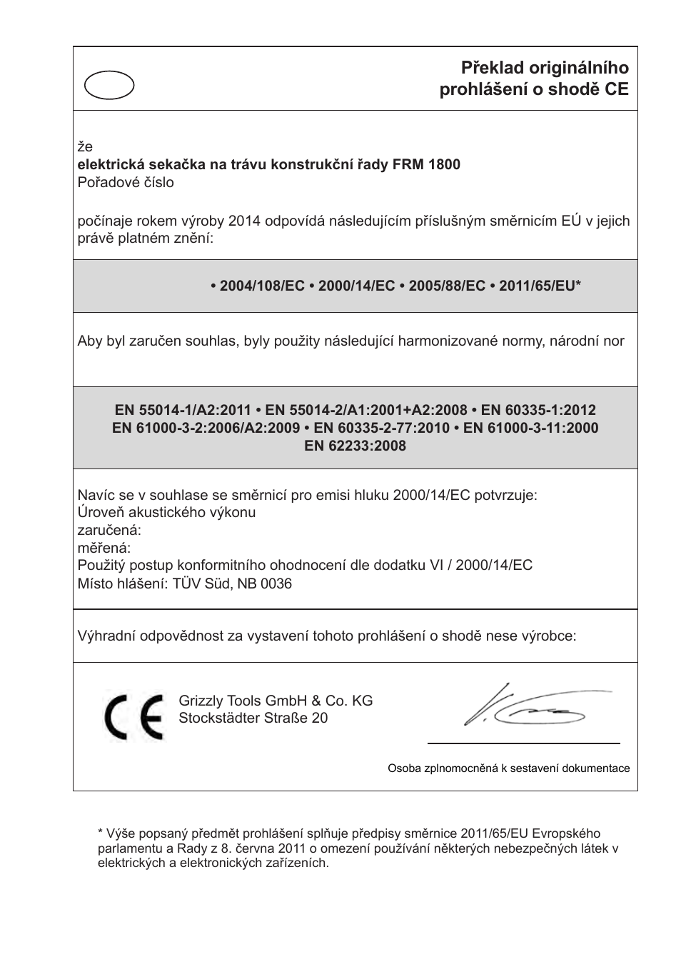 Překlad originálního prohlášení o shodě ce | Florabest FRM 1800 B2 User Manual | Page 99 / 108