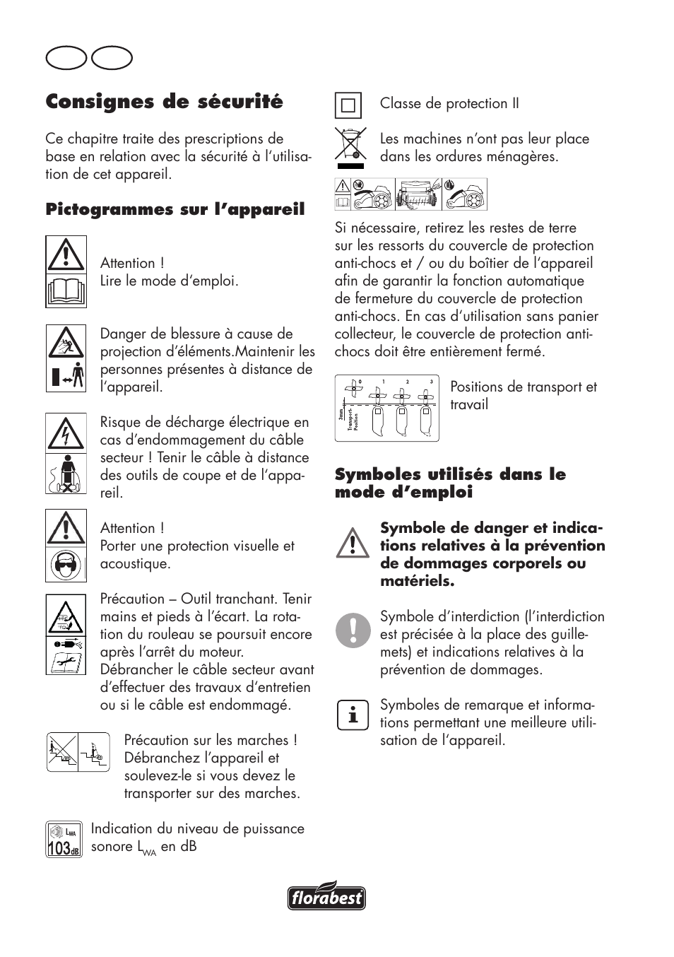 Consignes de sécurité, Fr be | Florabest FLV 1200 A1 User Manual | Page 22 / 72