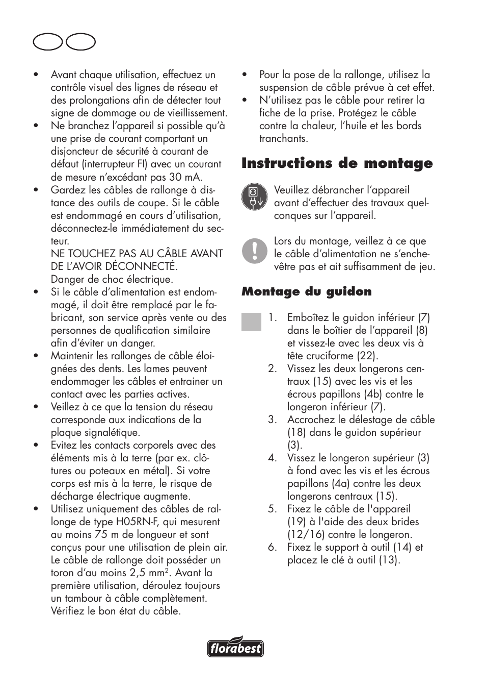 Instructions de montage, Fr be | Florabest FLV 1200 A1 User Manual | Page 26 / 72